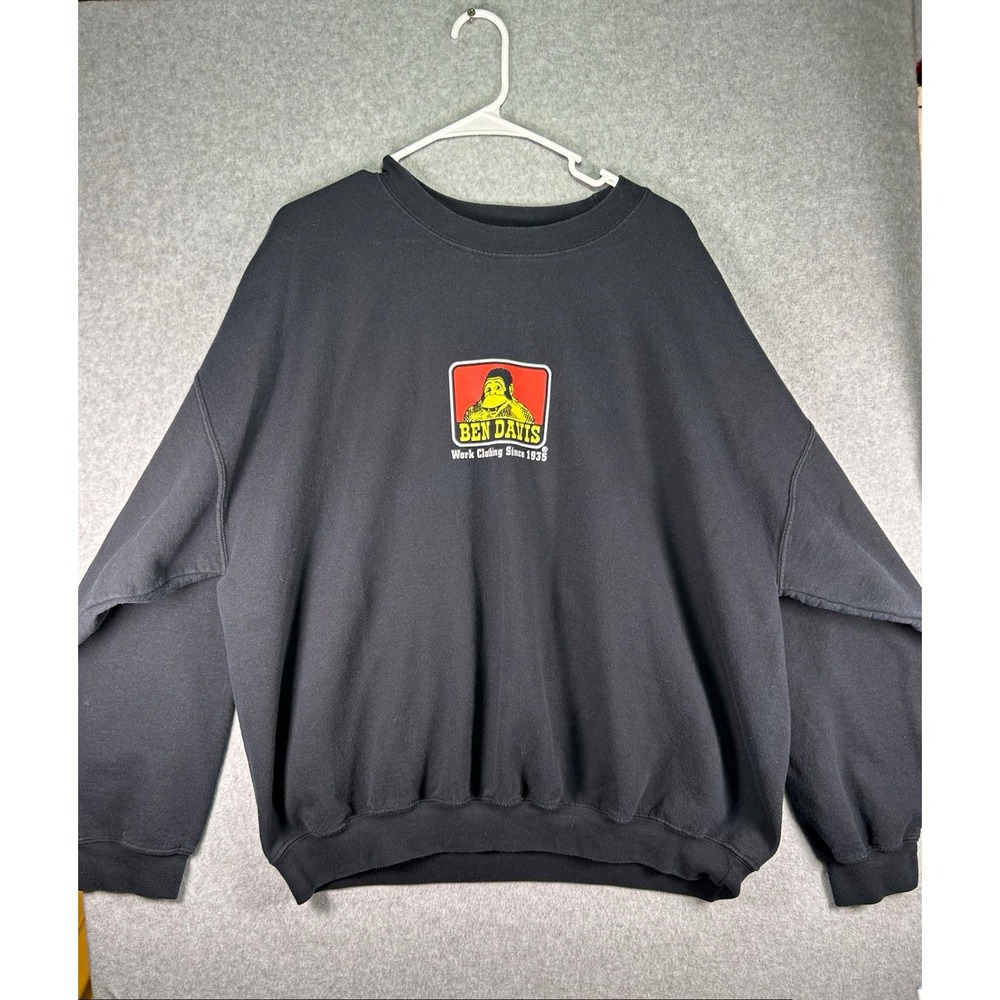 Hole* Ben Davis Men's 2XL Black Crew Neck Fleece Sweatshirt Gorilla Graphic Logo